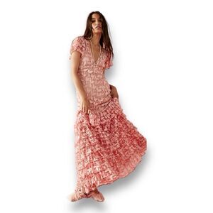 LoveShackFancy Purple Kamber Lace Floral Maxi Dress Size 0